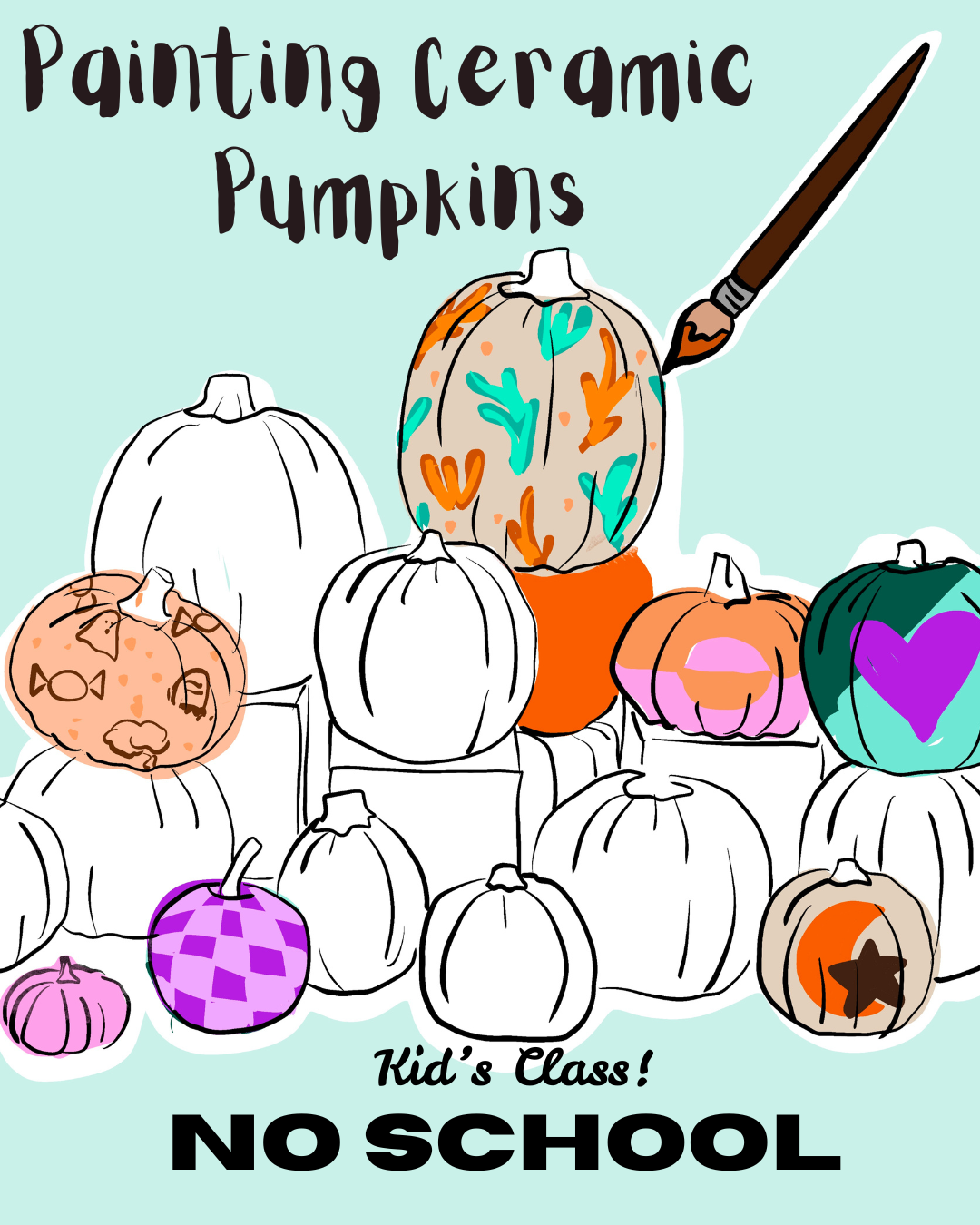 No School - Painting Ceramic Pumpkins! (Kids)