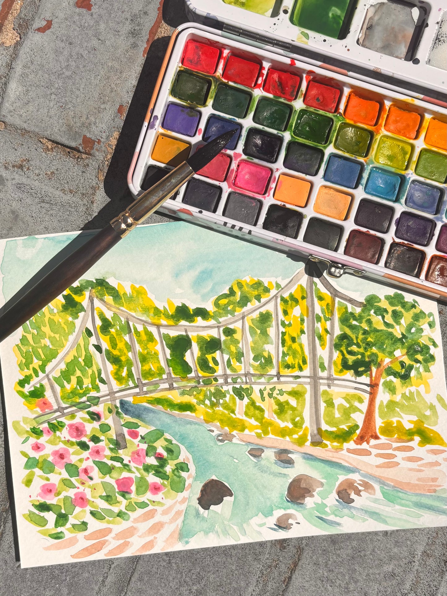 Watercolor Liberty Bridge Workshop at HeyDay | Greenville SC