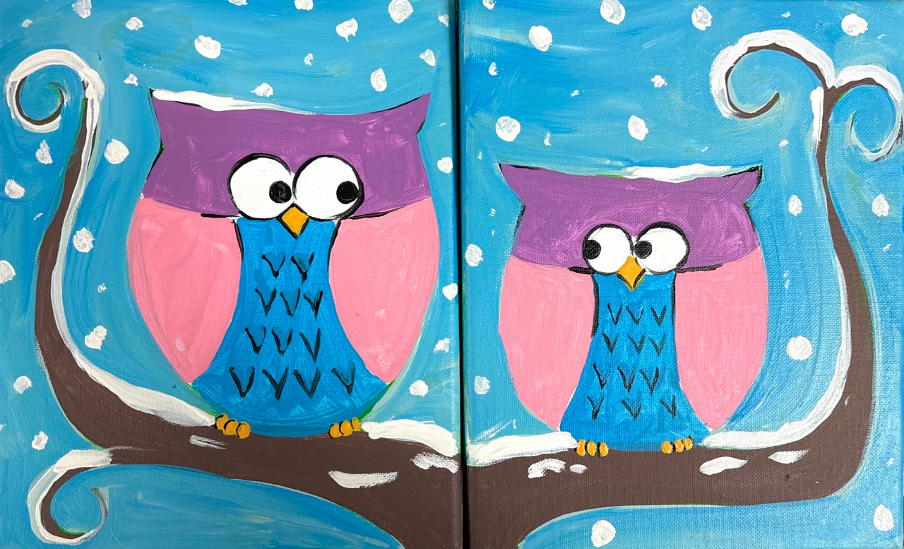 Snow Owls: An adult/child painting pair!