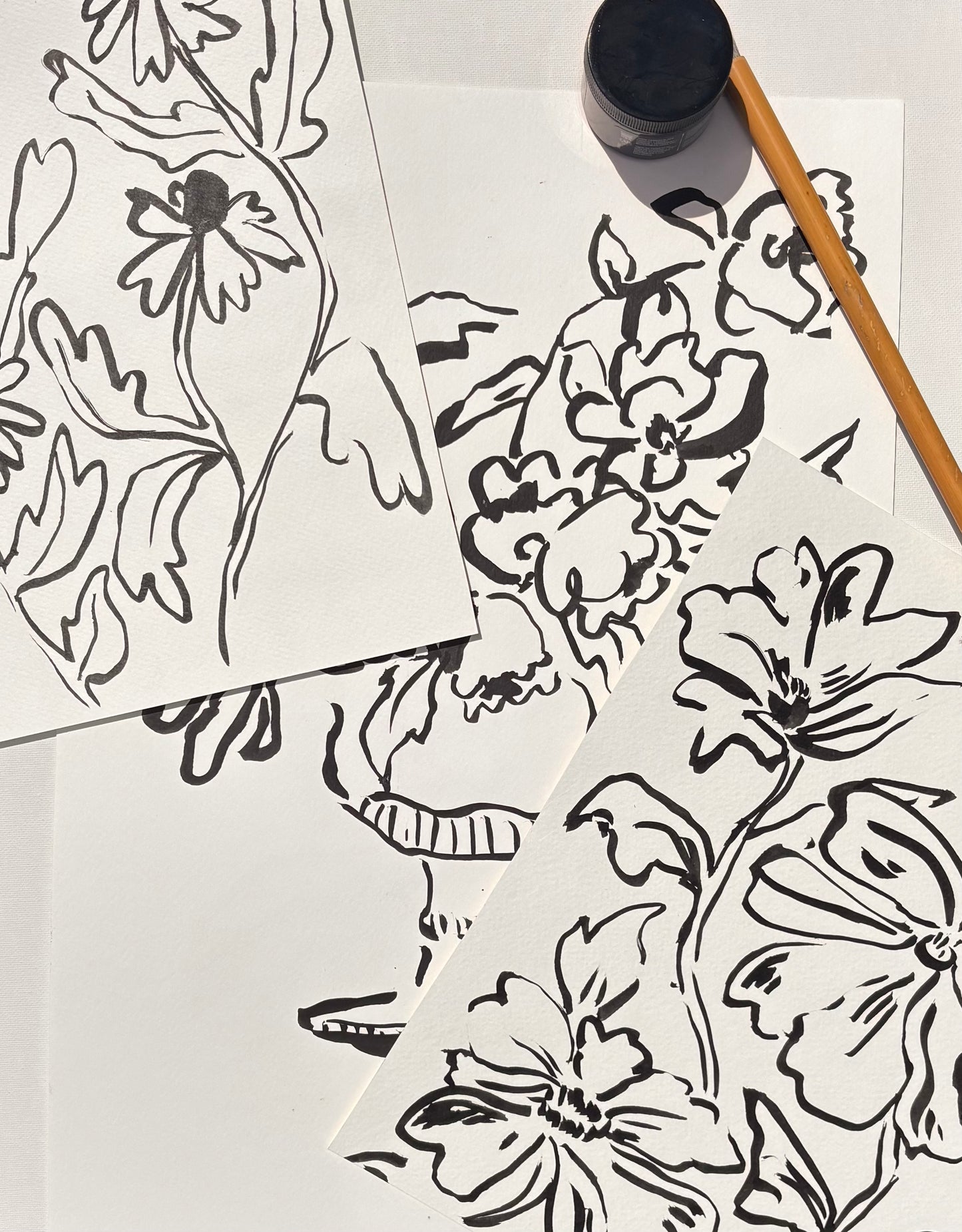 India Ink & Sumi Brush: Sip & Paint Florals for Beginners