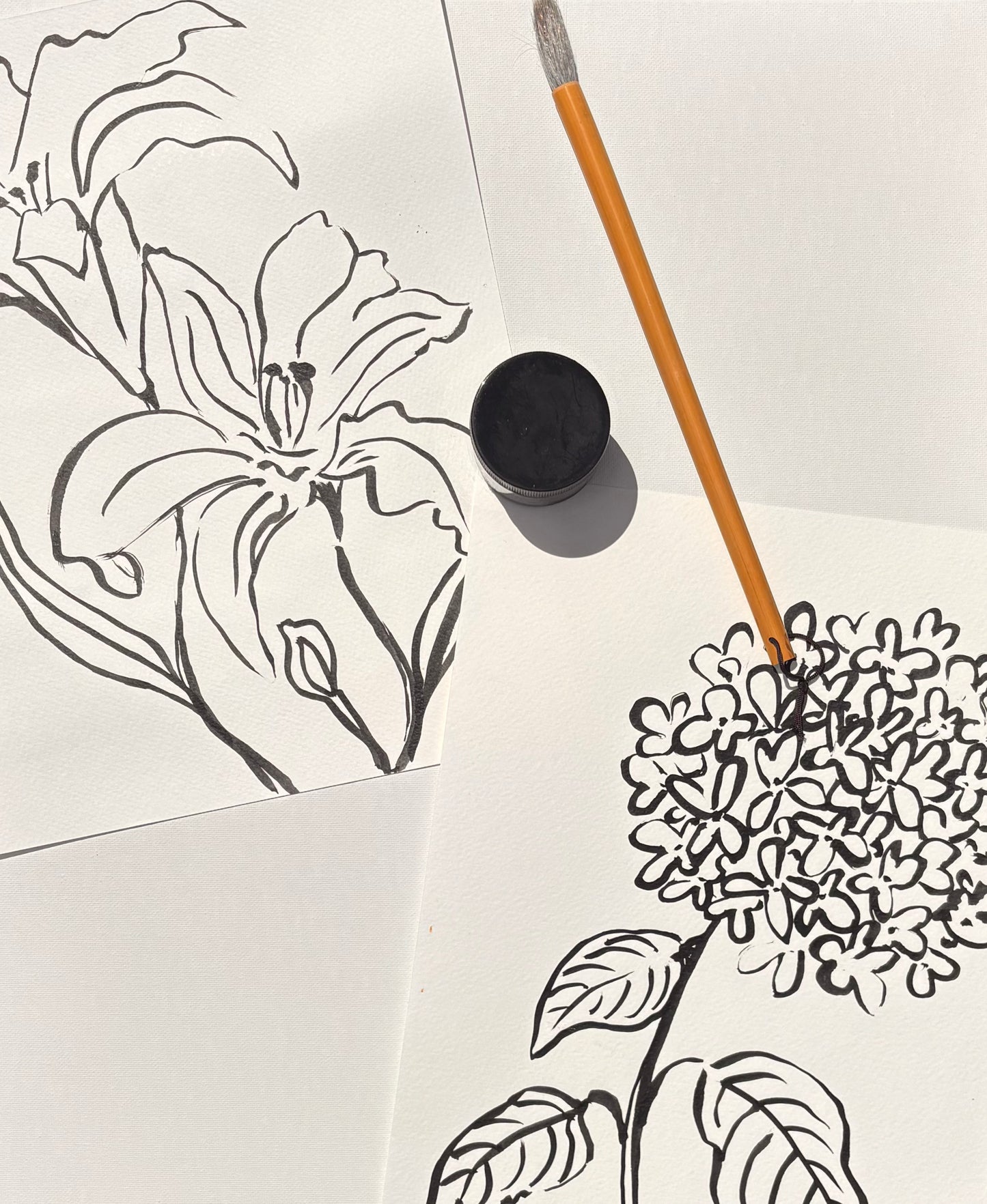 India Ink & Sumi Brush: Sip & Paint Florals for Beginners