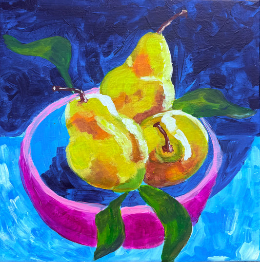 Colorful Pear Painting Class | Greenville SC Art Workshop