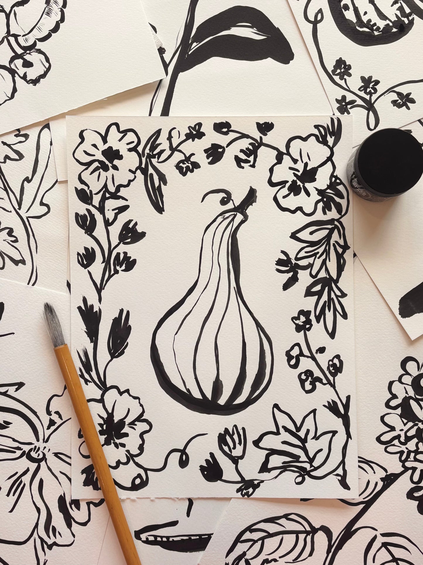 India Ink & Sumi Brush: All Levels Brushwork & Sip!