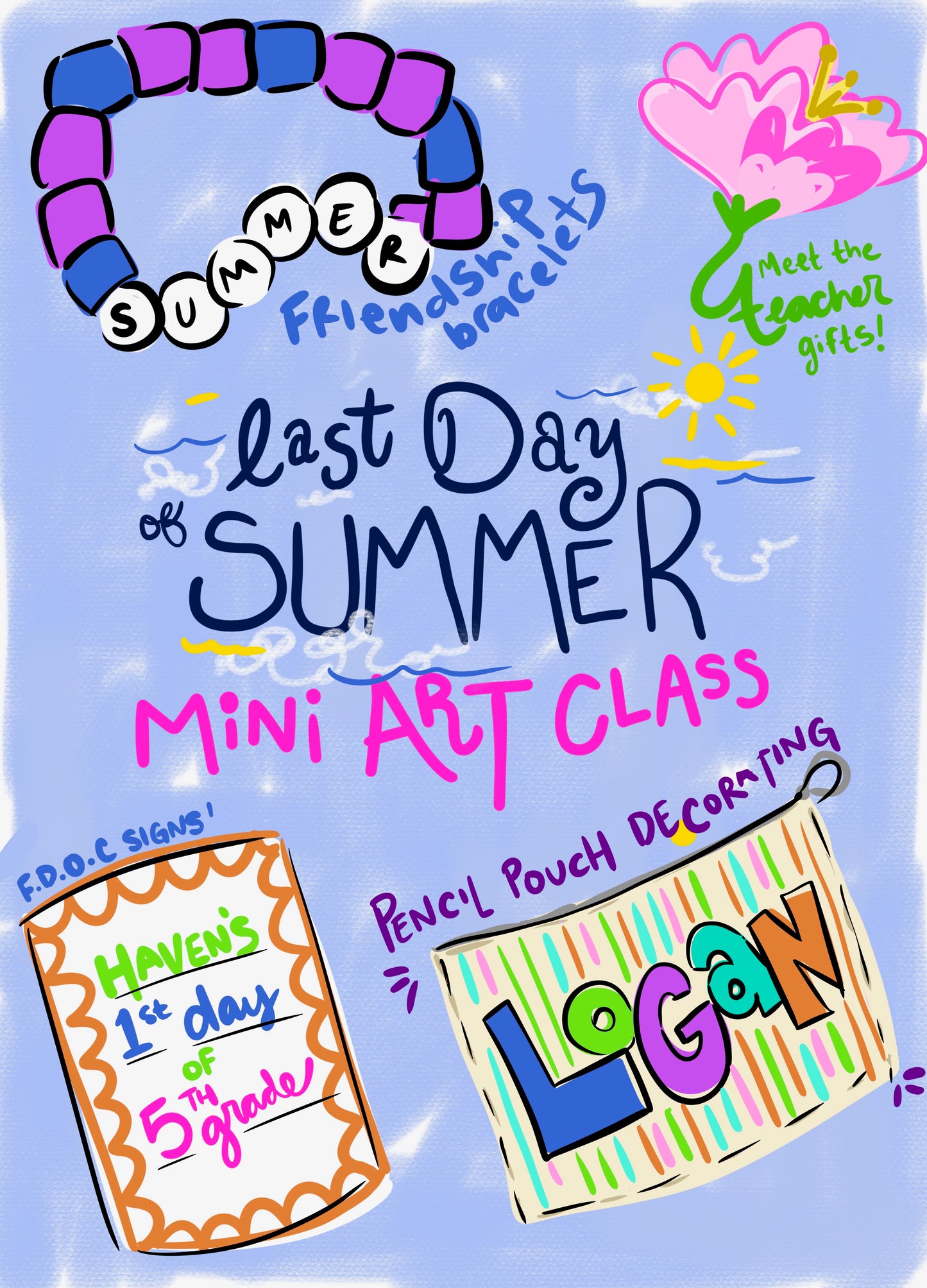 Last Day of Summer Art Class – Back-to-School Crafts!