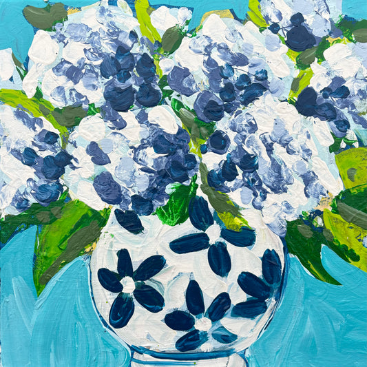 Palette Knife Hydrangeas in Blue