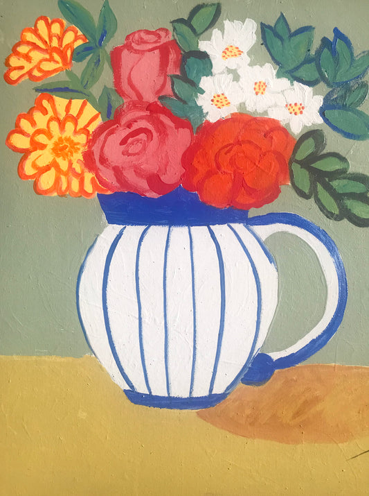 Painted Blooms: Striped Vase Floral Acrylic Sip & Paint