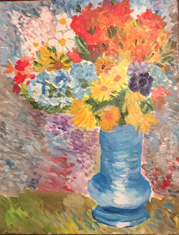 Van Gogh's "Daisies & Anemones in Blue Vase"