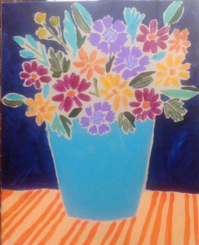Wildflowers in a Blue Vase