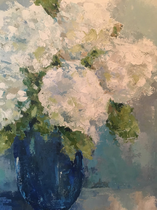 Hydrangeas in a Blue Vase