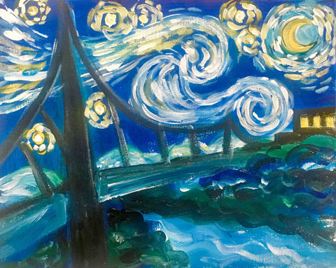 Kids Artisphere Paint Class: Starry Night Liberty Bridge