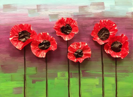 Kids Presidents Day Class:  Mixed Media Poppies