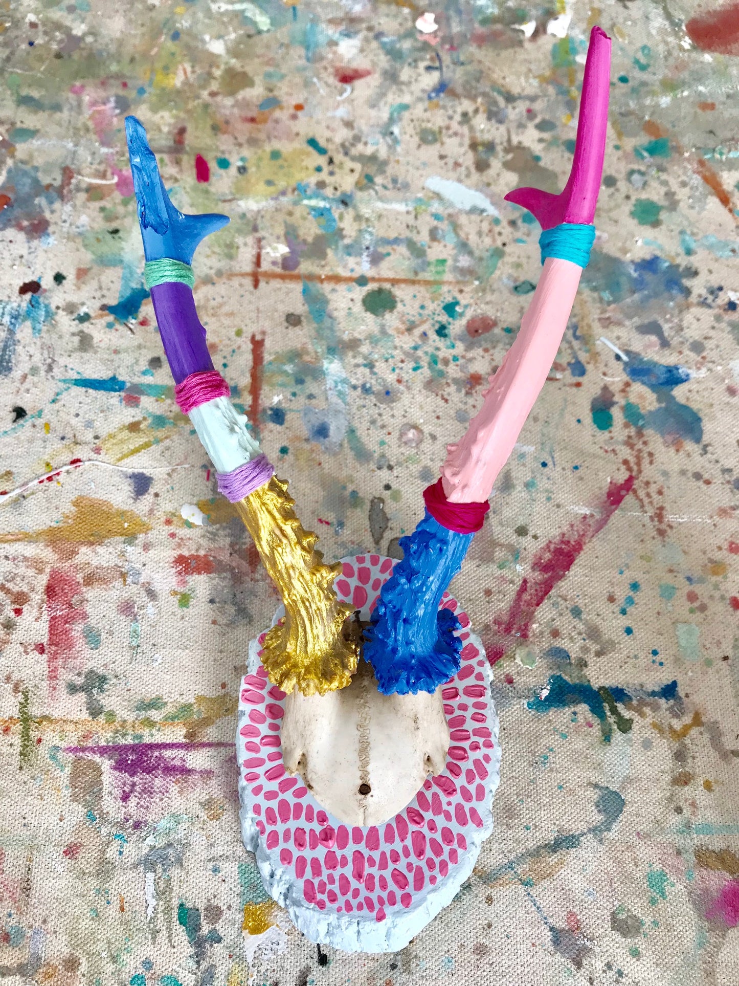 Painted Deer Horns