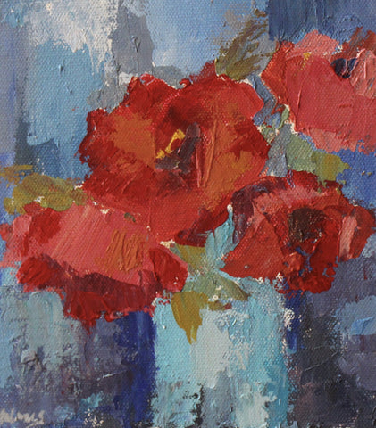 Floral Palette Knife Class: Poppies in a Blue Vase